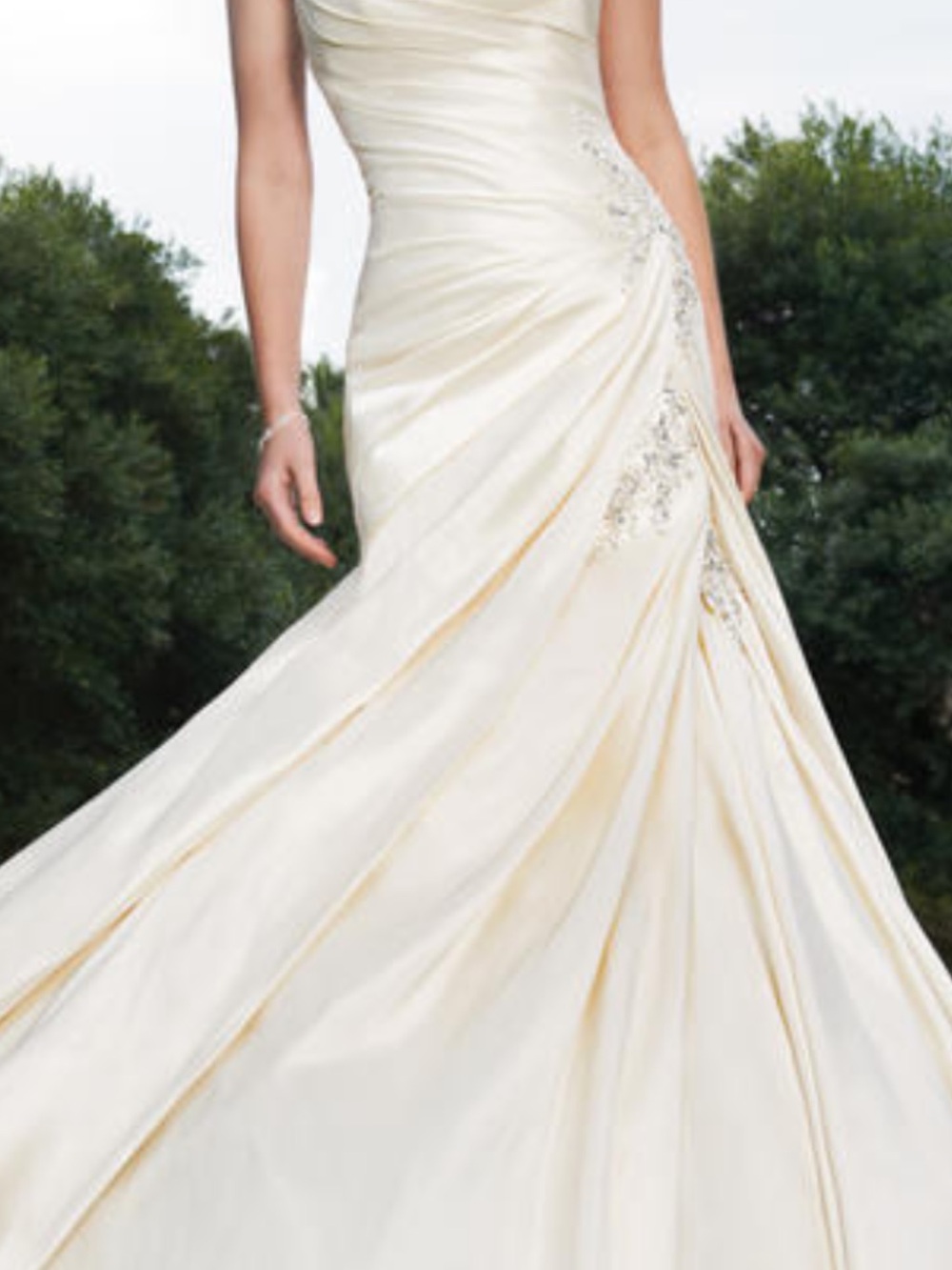 Designer- Sophia Tolli, satin wedding gown with beading, sweetheart neckline